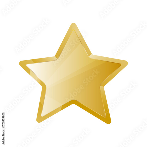 Shiny golden star with glossy reflection for reward or achievement concept.