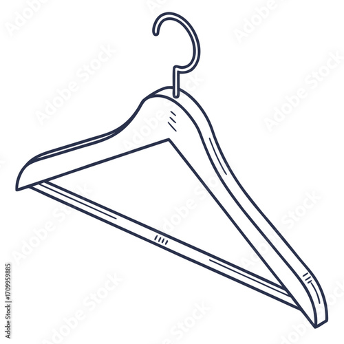 Vector icon of an isolated wooden clothes hanger for fashion and retail