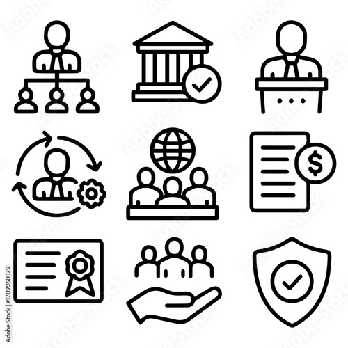 Collection of Business Icons in Simple Line Style.