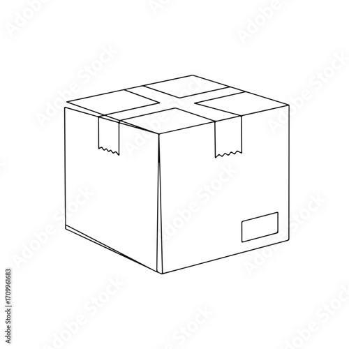 Plain cardboard box with flaps on white background  