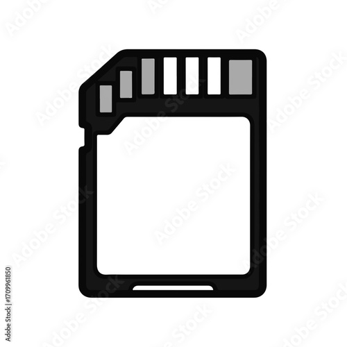 SD card in black and white design on a blank background  