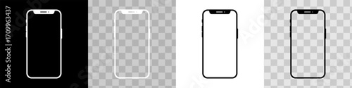 Set of black Smartphone icons. Simple Mobile Phone icon template. White and black. Vector illustration