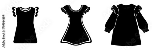 The BIB CUT A LINE WOVEN-KNIT DRESS features frill sleeves and is designed for toddler and baby girls, available in an editable file