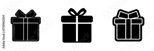 The icon of a gift is represented by a modern gift box symbol, often associated with birthday presents and Christmas gifts, and is typically depicted as a black gift box icon
