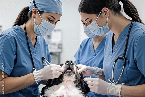 Vet Exam: Dog Checkup, Two Vets -   Healthcare Professionals