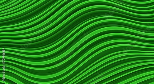 Abstract Green Wavy Lines Background.