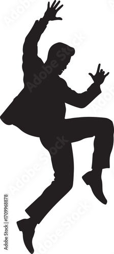 Vector illustration of a man dancing and jumping