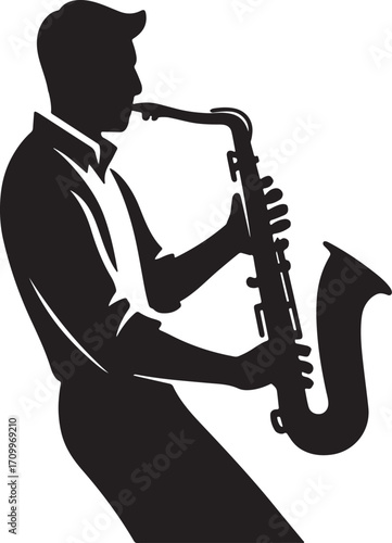 Vector illustration of a man playing a saxophone