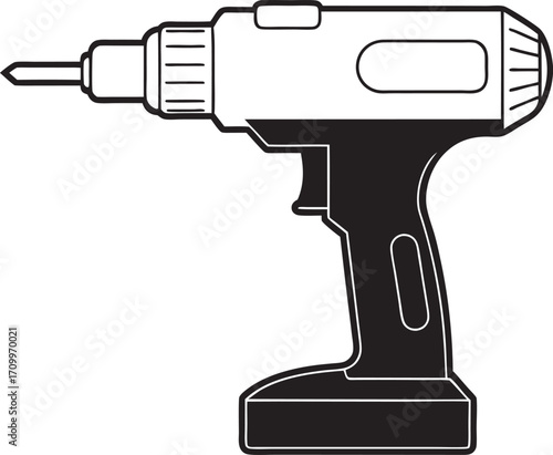 Cordless Drill Driver Silhouette Illustration for DIY and Construction Projects A Symbol of Power and Precision