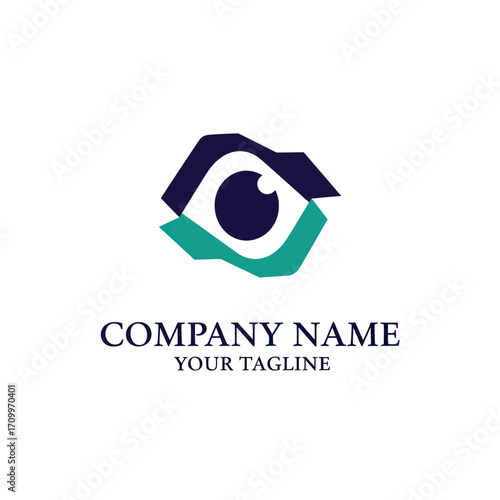 Abstract logo design featuring a stylized eye within a geometric shape.