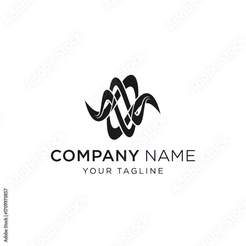 Abstract logo design featuring intertwined, stylized shapes, ideal for a company.