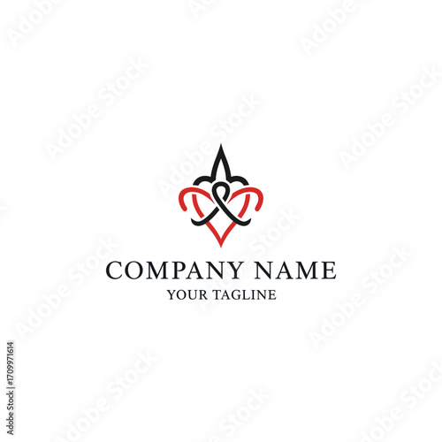 Free Download Elegant intertwined heart logo design, black and red, company branding. - GFXLoad