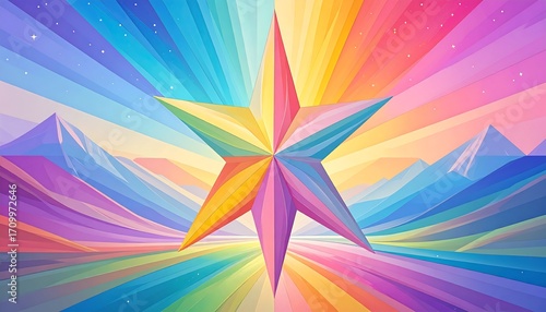 Rainbow Starburst Landscape