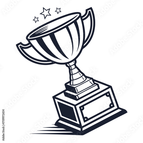 A shiny golden trophy cup, a symbol of success and the prize for a champion's first-place victory
