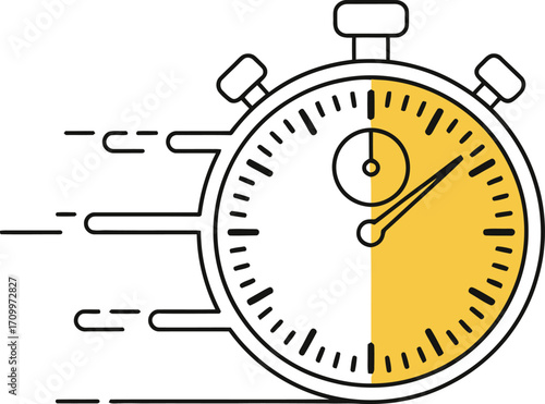 Dynamic stopwatch illustration conveying urgency and fast completion for business projects