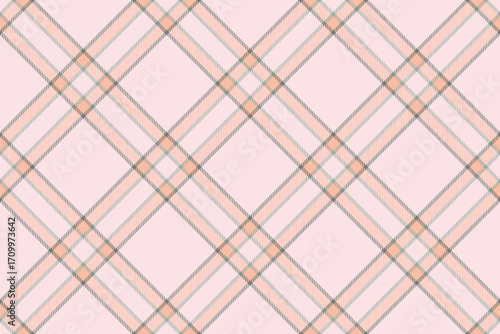 New tartan plaid texture, geometric fabric pattern seamless. Mat vector textile background check in misty rose and orange colors.