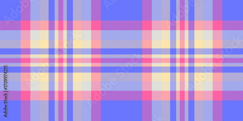 Manufacturing pattern tartan seamless, layout plaid fabric texture. Decorative vector background check textile in blue and pink colors.