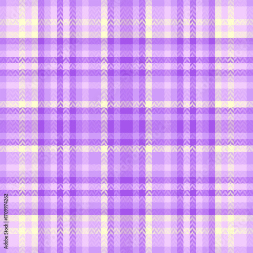 Domestic texture pattern plaid, copy space seamless fabric vector. Indoor check background tartan textile in violet and light colors.