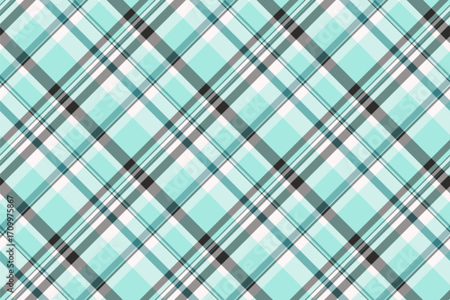 Aqua and gray plaid pattern with intersecting lines creating a versatile, classic design. Great for backgrounds, textiles, or digital design elements.