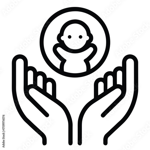 Child Care Protection Icon – Hands Holding Baby Vector