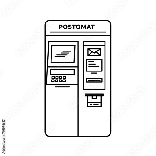 Postomat terminal mail delivery isolated on transparent background
