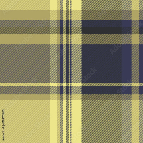 Seamless plaid pattern with calming yellow and navy hues. Perfect for textile design, backgrounds, or adding a touch of rustic elegance to any project.