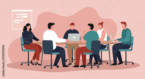 Diverse team collaborating in a modern office meeting, discussing ideas and working together. Ideal for business, teamwork, and corporate communication concepts.