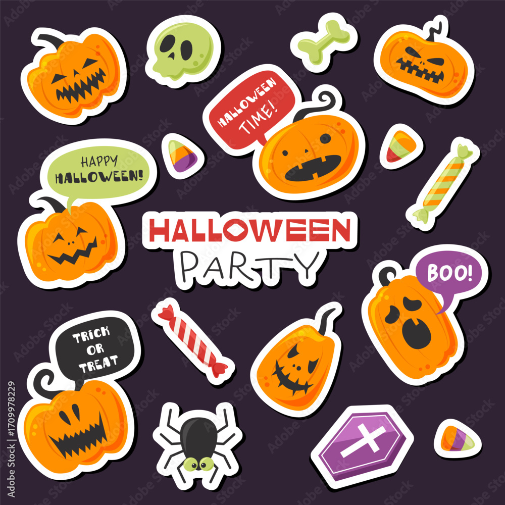 Fototapeta premium Vector collection of Halloween stickers