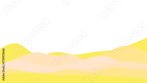 Abstract illustration featuring serene rolling hills or soft sand dunes in warm yellow and peach tones. A calm, natural backdrop for design.