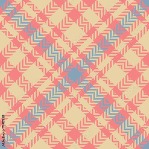 Proud fabric vector check, ethnicity plaid seamless textile. Relax texture tartan background pattern in light and light coral colors.