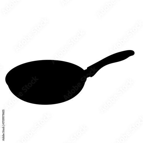 Black frying pan silhouette isolated on white background