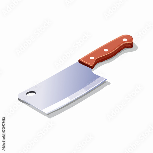 Professional cleaver knife with wooden handle ready for precise cutting tasks in the kitchen