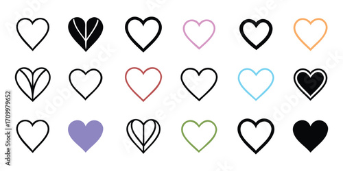 Colorful Heart Icons Set – Love and Romance Elements