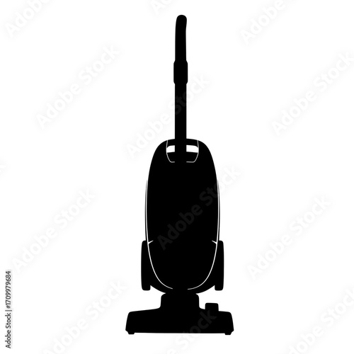 Upright vacuum cleaner silhouette isolated on white background