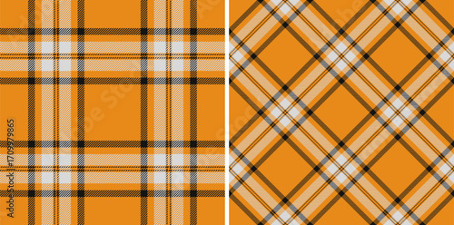Vector pattern textile of background tartan fabric with a plaid texture seamless check. Set in fall colors. October fashion trends.