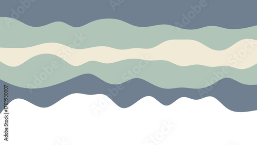 Abstract wavy pattern with soft blue, green, and cream layers, evoking calm natural landscapes or modern design. Ideal for backgrounds, covers, or branding.