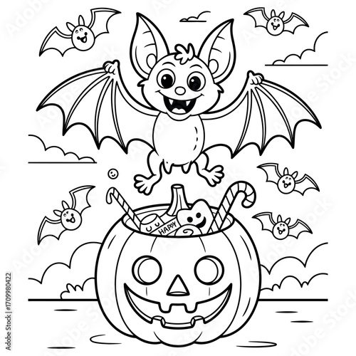 Festive halloween coloring book page for children featuring spooky and fun elements for creative activities