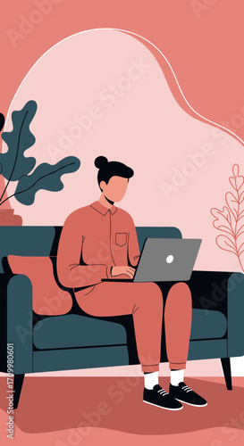 Mature man diligently using his laptop in a relaxed home environment, highlighting productivity, digital literacy, and modern senior living.