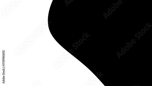 Abstract monochrome background featuring a graceful curved line separating bold black and crisp white areas, ideal for modern design.
