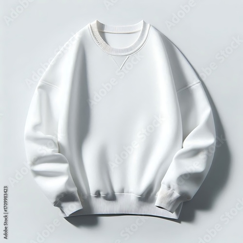 White Sweatshirt with Rolled Sleeves