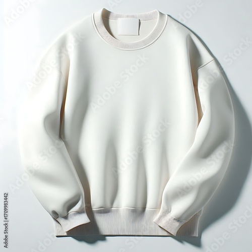 White Sweatshirt with Rolled Sleeves
