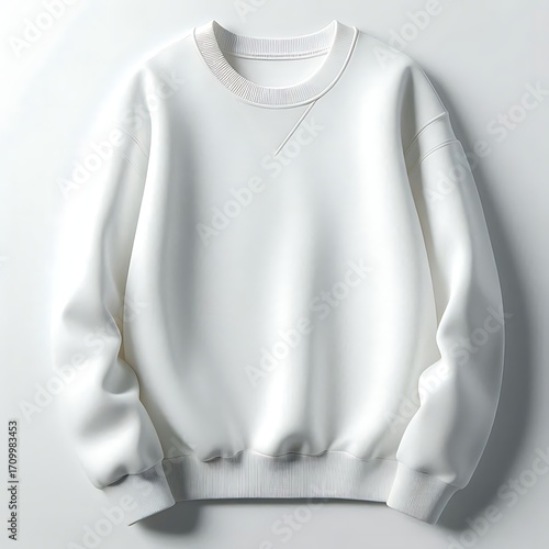 White Sweatshirt with Rolled Sleeves