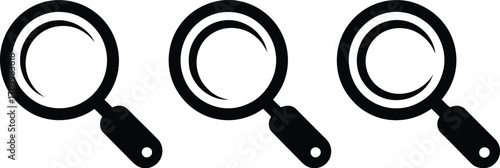 Magnifying glass icons set search symbol zoom in explore investigation concept