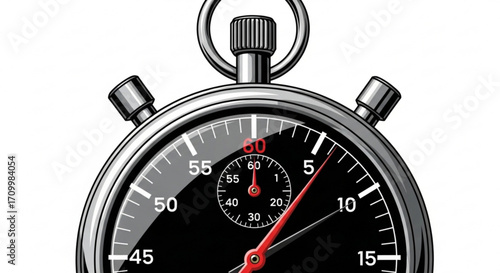 Closeup of a classic stopwatch, a tool for measuring time and a symbol of speed and efficiency