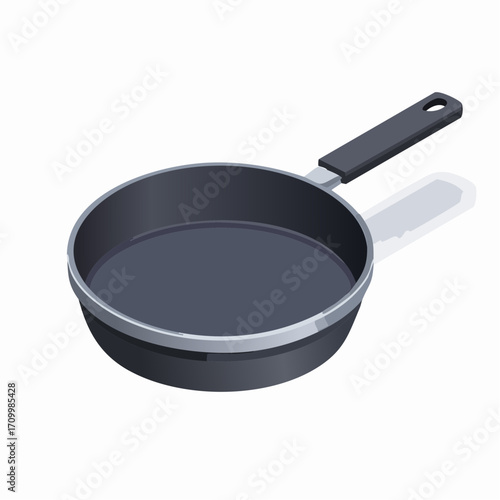 Modern nonstick frying pan with handle and subtle shadow, perfect for culinary creations
