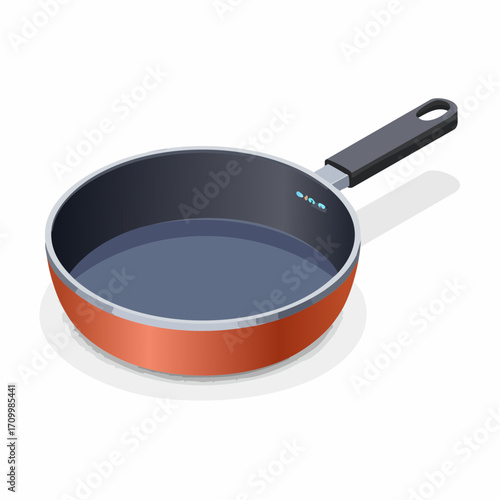 Modern frying pan with sleek handle ready for culinary creation in any kitchen setting