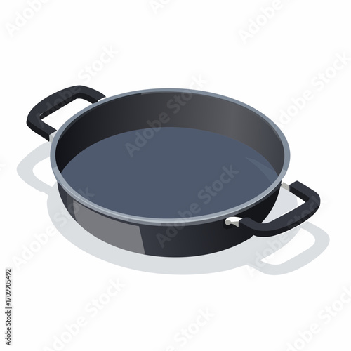 Sleek modern frying pan with handles, ready for culinary creation and kitchen excellence