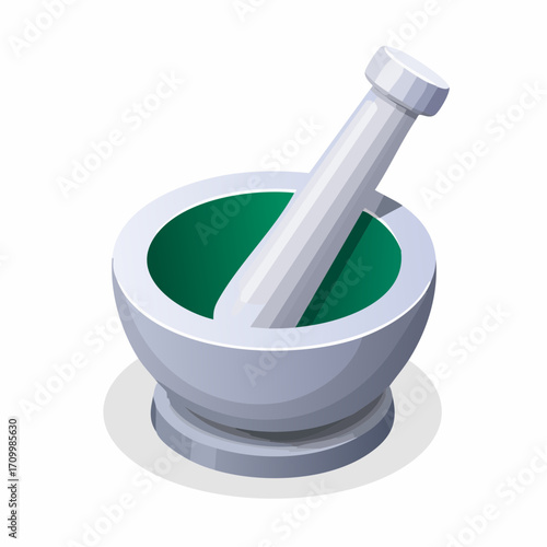 Classic mortar and pestle preparing natural ingredients for health and wellness