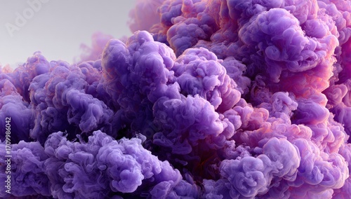 Abstract rendering of vibrant purple, pink, and lavender smoke or cloud-like formations