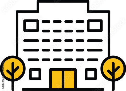 Modern office building icon symbolizing corporate success and professional environments